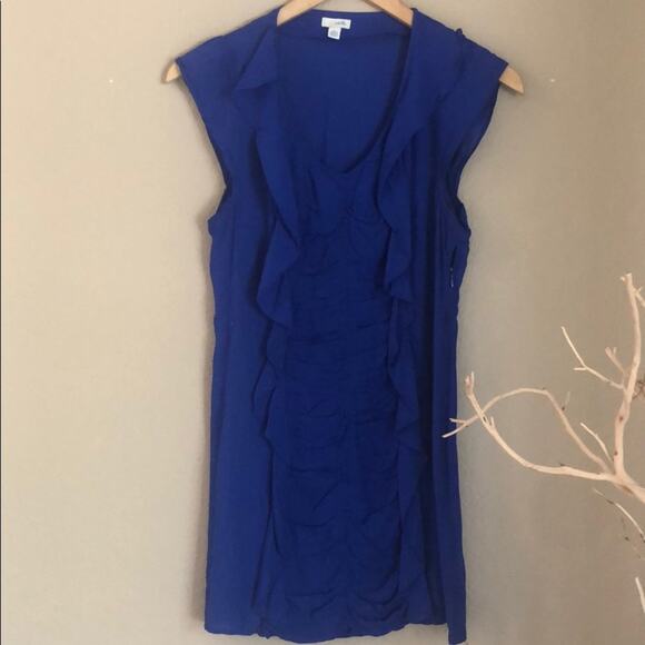 Anthropologie Odille Blue Long Ruffle Top - Picture 3 of 7